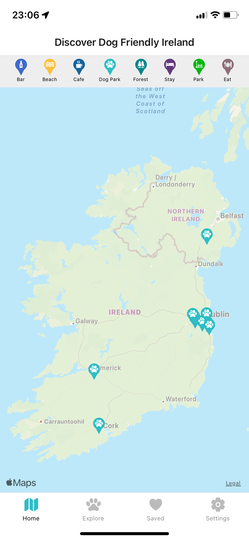 Bark Around Ireland map view